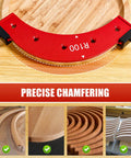 No Sweat Five Piece Round Corner Radius Template Set Tough Aluminum Alloy Router Jig For Quick Woodworking Arc Angle Positioning And Snappy Edge Layout on a wooden surface.