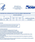 NIOSH approval label for N99 Particulate Respirator Half Facepiece With Exhale Valve Dura Mesh Shell For Longer Lasting Fit