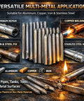 Low Temperature Welding Rod Set 12 Pieces Easy Melt For Quick Fixes, Multi Metal Repair Kit for Aluminum Copper Iron Stainless Steel