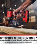 Person using V20 Cordless 1 Quarter Inch Impact Driver Bare Tool Only With Brushless Motor on wooden beam indoors.