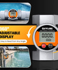 Waterproof 2 Inch Inline Flow Meter With NPT Thread 16-160 GPM Digital Liquid Flowmeter, IP68, adjustable display for outdoor use