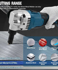 Cutting demonstration with Cordless Nibbler 18V 3 Speed Adjustable 16 Gauge Sheet Metal Cutter With Brushless Motor Up To 2400RPM.