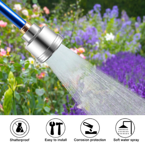 Aluminum Three Quarter Inch Water Nozzle With 2000 Tiny Holes Delivers Gentle Mist And High Flow For Low-Pressure High-Volume Garden Spraying PTFE Tape Ready Fits Standard Hose Ideal For Flowers Plants Greenhouses Nurseries And Container Beds