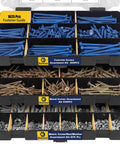 Do It All Concrete Screw And Fastener Kit 1625 Piece Assortment With Concrete Screws Nuts Bolts Washers And Wood Screws In A 3 Tray Organizer The Handy Toolbox Must Have For DIY Home And Carpentry Projects, showing organized trays of assorted screws and fasteners.