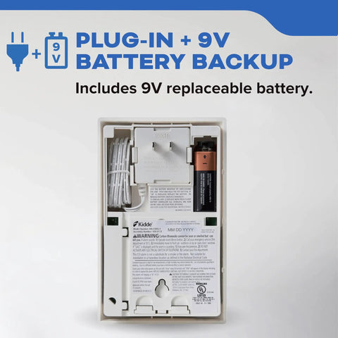 Back of Carbon Monoxide And Explosive Gas Alarm Plug In With 9V Battery Backup Digital Display And LED Status Indicators For Natural Gas And Propane Detection 85 dB Alarm Must Have For Home Safety showing battery compartment.