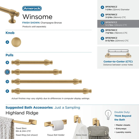 Champagne Bronze Traditional Cabinet Pull For Cabinets And Furniture Five And One Sixteenth Inch Center To Center Mounting Six And One Half Inch Overall Length Durable Drawer Handle One Pack Classic Hardware For Kitchen Or Bath displayed with other accessories.