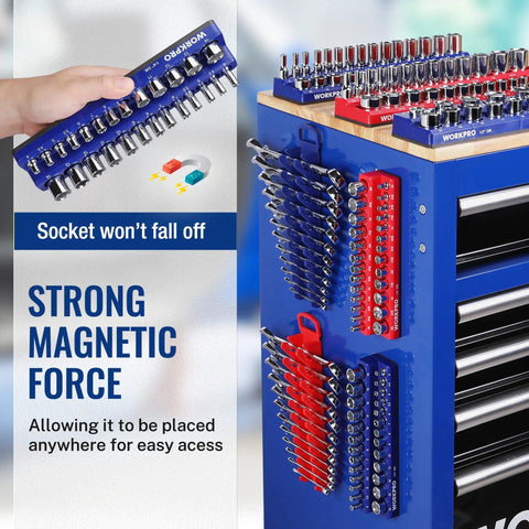 Slick Magnetic Socket And Wrench Organizer Tray Locks Your Gear Down Solid For No Sweat Garage Storage Steel Surface Mount Rack convenient magnetic tool holder.