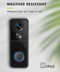 Wireless Doorbell Camera With Chime No Monthly Fees And 1080HD Video Battery Powered Smart Doorbell with water droplets