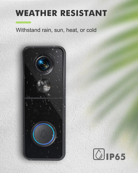Wireless Doorbell Camera With Chime No Monthly Fees And 1080HD Video Battery Powered Smart Doorbell with water droplets