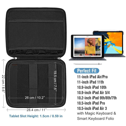 Heavy Duty Tablet Sleeve Case For 11 Inch Apple iPad And iPad Air 10.9 inside view with soft padding and secure closure.