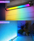 RGB Wall Washer Lights 42W RGBCW Smart App Controlled Waterproof LED Light Bar wall mounted and ground inserted view