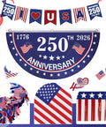 Fourth Of July Golf Cart Decorations Kit For 250th Anniversary Parade Includes 250th banner, fan flags, balloons, and more
