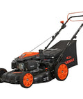 Gas Walk Behind Lawn Mower With CVT 6 Speed Pace Control For Easy Push And High Wheel Front Wheel Drive, 22 Inch Deck, 201cc Engine, 3 In 1 Mowing System For Mulch Bagging Or Side Discharge, Self Propelled With Cushioned Handle, Black.