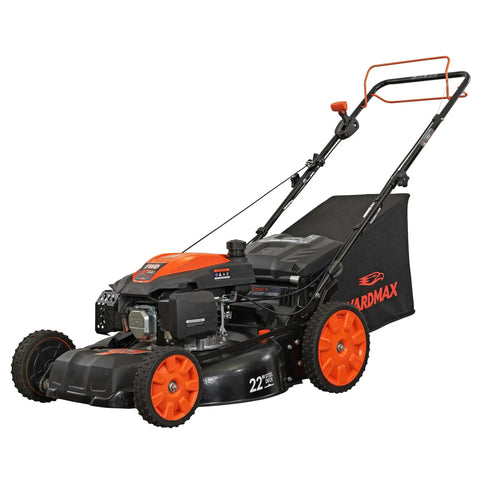 Gas Walk Behind Lawn Mower With CVT 6 Speed Pace Control For Easy Push And High Wheel Front Wheel Drive, 22 Inch Deck, 201cc Engine, 3 In 1 Mowing System For Mulch Bagging Or Side Discharge, Self Propelled With Cushioned Handle, Black.