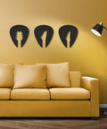 Set Of 3 Black Guitar Silhouette Wall Art On Engineered Wood 11x40 Inch Modern Wall Decor above living room couch