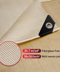 Close-up of Two Pack 4x6 Ft Welding Blankets, Beefy Heavy Duty Fiberglass Heat Resistant Fabric with reinforced grommets and weave.