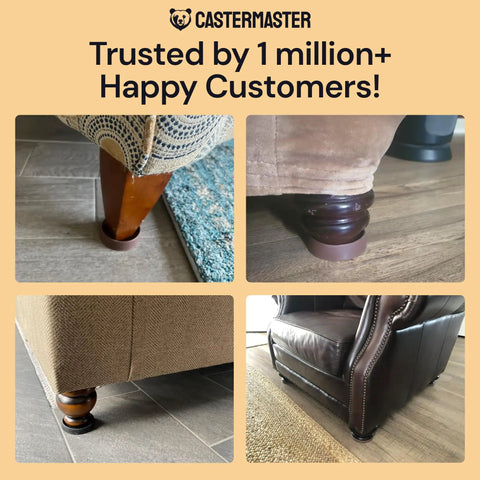 Heavy Duty No Slip Furniture Feet Pads For Wood Floors And Carpet, 4x4 Inch Round Caster Cups under chair and sofa legs