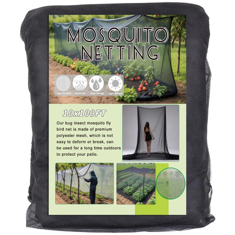 Mosquito Netting 10x100 Ft Garden Mesh Netting For Plants DIY Backyard Balcony Patio Raised Beds Heavy Duty Polyester 40D