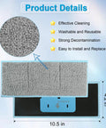 Product details of the 8 Pack Washable Reusable Wet Mopping Pads For Irobot Braava Jet M6 with dimensions and textured surface.