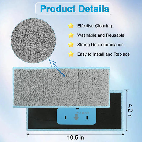 Product details of the 8 Pack Washable Reusable Wet Mopping Pads For Irobot Braava Jet M6 with dimensions and textured surface.