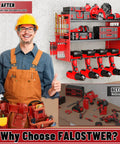 Modular Power Tool Organizer Wall Mount For Garage, Heavy Duty Metal Cordless Tool Storage Rack With Hooks, 3 Tier Shelf