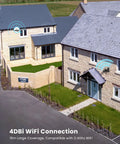 Aerial view of two houses with 4DBi WiFi coverage, compatible with 2.4GHz for 2K Wireless Outdoor Security Camera With 360 Degree Pan Tilt