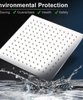 12 Inch High Pressure Square Rain Showerhead With 11 Inch Adjustable Arm Delivers Full Body Coverage In Stainless Steel That Is Corrosion Resistant And Durable For A Luxury Spa Style Bathroom Upgrade Built To Last over splashing water