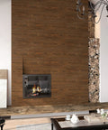 Brown Chestnut Wood Peel And Stick Floor Tiles That Look Real Waterproof Vinyl Planks 6 By 36 Inches around fireplace
