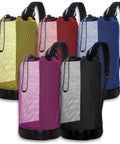 Seaside Pro Mesh Bag For Snorkeling And Beach Adventures, assorted colors with pink durable mesh, tarpaulin bottom, sling strap.