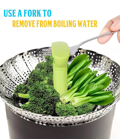 Vegetable Steamer Basket For Cooking Stainless Steel Folding Expandable Steaming Insert With Extendable Handle Fits Pots 5.1 To 9 Inches Non Rust