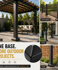 Rock Solid 8 Pack 2X2 Aluminum Square Post Base Flanges With Powder Coated Black Covers used on pergola and deck railing.