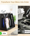 Wooden Golf Bag Organizer With Wheels, Heavy Duty 3-Bag Golf Storage Rack For Garage Or Home holding golf bags and clubs