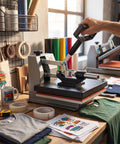 Rock Solid Carbon Steel Heat Press Handle Replacement Fixture with Quick Clamping Lever in use on a heat press machine