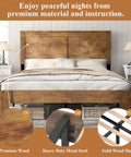 Rustic King Size Wooden Platform Bed Frame With Tall Headboard Open Horizontal Bar Design Natural Wood Grain Farmhouse Bedroom Foundation Built Different For Total Sleep Vibes, showing premium wood and heavy-duty metal steel.