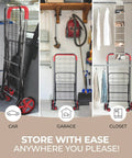 Compact Folding Shopping Cart With Removable Waterproof Liner, 360 Degree Swivel Wheels, Rustproof Steel Frame, 70 Lb Capacity in storage