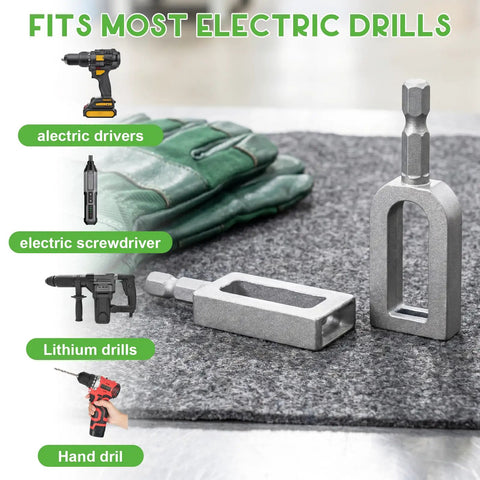 Heavy Duty Electric Wire Twisting Tool With 1/4 Inch Hex Shank Alloy Steel Construction fits most electric drills on felt surface.