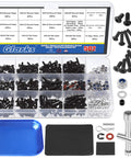 Universal RC Screw Kit 502 Pcs With Hex Button Head And Flat Head Screws Nuts Washers Grub Screws Dowels Clips O Rings