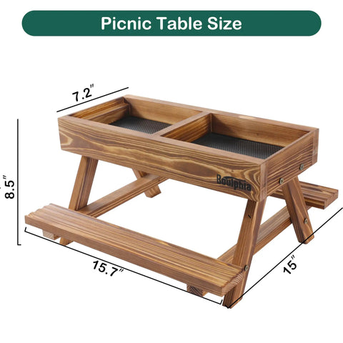 No Waste Chicken Feeders And Waterers Kit With Picnic Table Includes Two Water Feeders Handmade Wooden Chicken Coop Supplies And Accessories For Backyard Poultry Durable Easy To Clean And Family Friendly showing picnic table dimensions