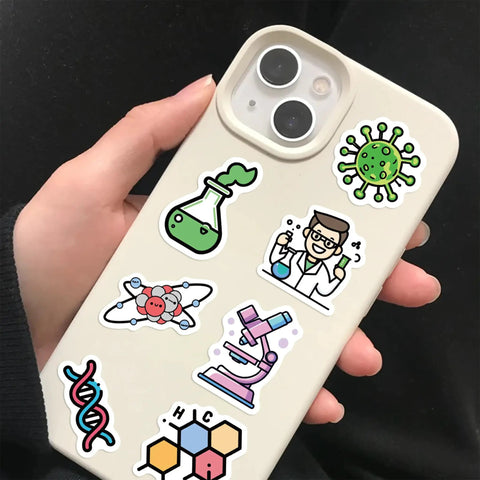 Science Sticker Roll For Kids 1000 Lab Labels In 2 Rolls 10 Chemistry Themed Designs on phone case
