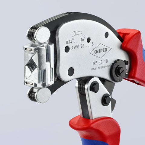 Self Adjusting Crimping Pliers With 360 Degree Rotating Head Eight Lock Positions Auto End Sleeve Crimping Square Crimp For Ferrules Durable Pro Wire Terminal Tool For Precise DIY And Professional Use - close-up view