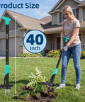 40 Inch Stand Up Weed Puller With 4 Claw Ejector Long Reach Garden Weeder For Easy Root Removal No Bending Kneeling Or Back Strain Effortless Dandelion Thistle And Crabgrass Removal, 40-inch steel stand-up weed puller in use on lawn