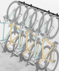 Heavy Duty Wall Mounted Bike Rack With Six Adjustable Hangers On A 78.5 Inch Rail Ultra Strong Steel Garage Storage Solution