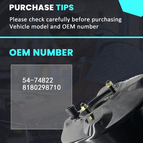 OEM number details for Heavy Duty Vacuum Power Brake Booster Built Hella Tough For Chevy Blazer S10 Pickup GMC Jimmy Sonoma 1998 to 2005.