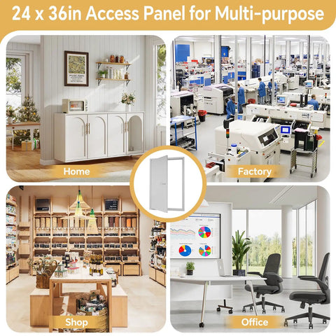 Premium Galvanized Steel Access Panel 24 By 36 Inches With Secure Lock And Key in home, shop, factory, and office settings.