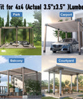Built Tough 4x4 Pergola Brackets Kit With 3 Way And 4 Way Corner Brackets Rustproof Gazebo Hardware used in various settings