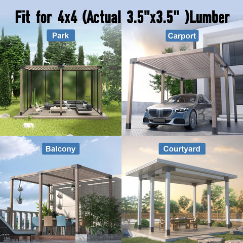 Built Tough 4x4 Pergola Brackets Kit With 3 Way And 4 Way Corner Brackets Rustproof Gazebo Hardware used in various settings