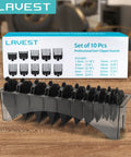 10 Piece Clipper Guard Set For Most Clippers With Holder Replacement Guides 1/16 To 1 Inch Nylon Construction Black