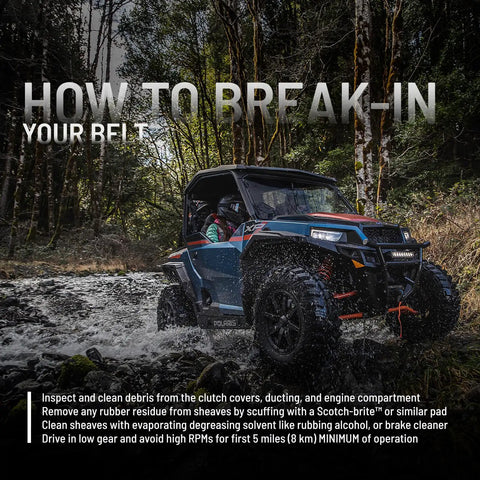 OE CVT Drive Belt for RZR Models 3211202 High Performance Replacement in action through water, showcasing durability and smooth power delivery