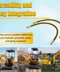 Two 32-inch hydraulic diverter valve hoses with blue end fittings for mini excavator; M14 hose, 1/4in interface, 60 MPa