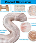 Heavy Duty Shop Grade Vacuum Hose Flexible Dust Collector Pipe Built Tough For Woodworking With Puncture Resistant Pu Polyester Weave And Knockout Suction Capacity, transparent flexible dust collection hose dimensions.